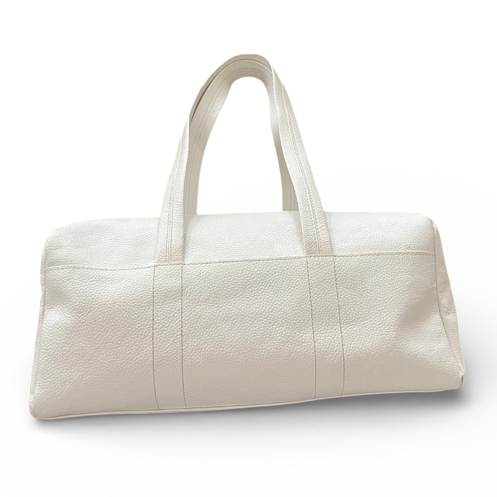 White genuine leather satchel handbag - Picture 3 of 16